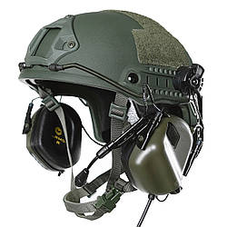 Активні навушники тактичні олива з мікрофоном на шолом Earmor M32H MOD3 Helmet Version | Ranger Green