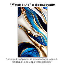 Покриття для столу, м'яке скло з фотодруком, Синій мармур із золотом 60 х 100 см (1,2 мм), фото 2
