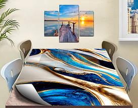 Покриття для столу, м'яке скло з фотодруком, Синій мармур із золотом 60 х 100 см (1,2 мм), фото 4