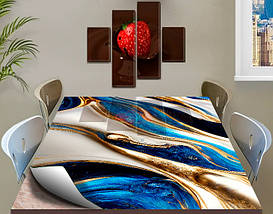 Покриття для столу, м'яке скло з фотодруком, Синій мармур із золотом 60 х 100 см (1,2 мм), фото 3