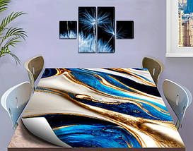 Покриття для столу, м'яке скло з фотодруком, Синій мармур із золотом 60 х 100 см (1,2 мм), фото 5