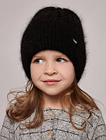 Зимова дитяча ангорова шапка з відворотом для дівчинки