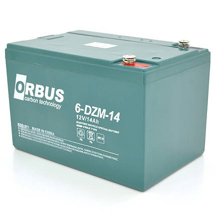 Акумулятор тяговий ORBUS 6-DZM-14 12V 14Ah AGM свинцево-кислотна батарея для електротранспорту, фото 1
