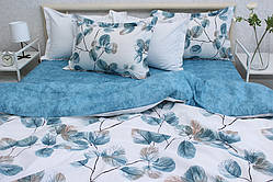 Сімейний комплект постільної білизни ТМ TAG з турецького Ранфорсу, бавовна з компаньоном  R-T9269