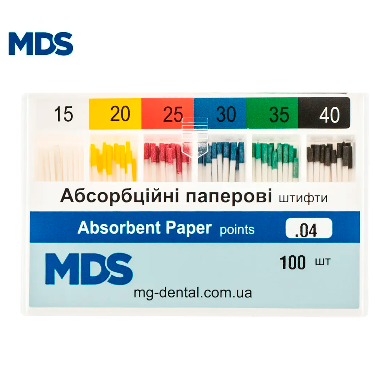 Бумажные штифты стоматологические MDS кон. 04 - фото 1 - id-p1994315077