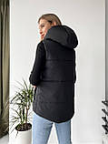 Жіноча коротка стьобана жилетка-безрукавка з капюшоном і кишенями (р.42-48). Арт-3267/26, фото 5