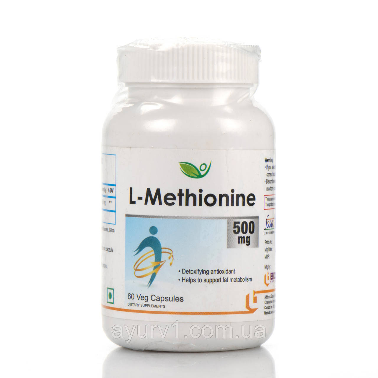 Амінокислота L-метіонін L-Methionine 500 mg Biotrex 60 капсул антиоксидант, для зниження ваги