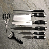 Набір ножів 8 предметів BENSON Набір ножів для кухні Кухонні ножі на підставці Кухонні приладдя, фото 3