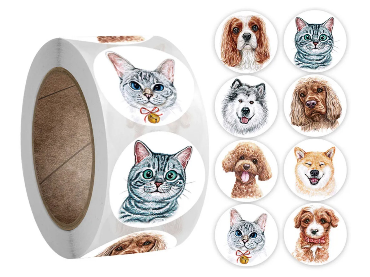 Наліпки дитячі "Котики та песики" (8 шт.), фото 1