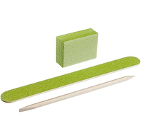 Одноразовый набор для маникюра Kodi, зелёный (пилочка 120/120, баф 120/120, апельсиновая палочка)