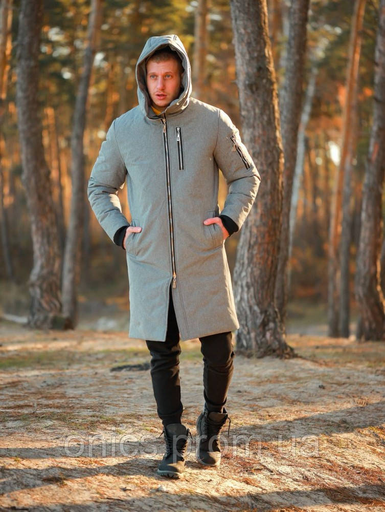 Мужская куртка парка зимняя Snowman серая хорошее качество - фото 5 - id-p1997802467