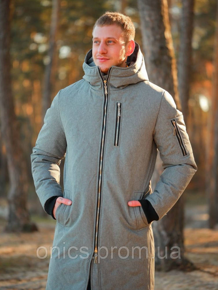 Чоловіча куртка парку зимова Snowman сіра гарна якість - фото 6 - id-p1997802467
