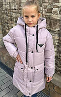 Зимнее пальто-куртка на девочку модель 6, серый 122