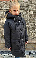 Зимнее пальто-куртка на девочку модель 6, черный 122