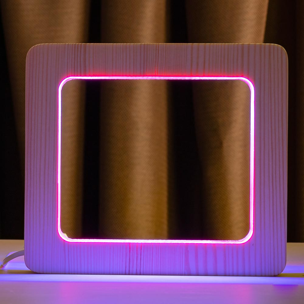 Светильник ночник ArtEco Light из дерева LED "Квадрат" с пультом и регулировкой цвета, двойной RGB - фото 1 - id-p1997788486