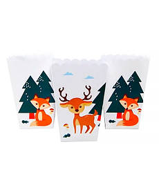 Коробочки для солодощів та попкорну "Лісні звірята", (5 шт.), висота - 12 см., Україна