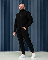 Спортивный костюм мужской зимний утепленный на флисе Boss Fleece черный | Кофта + Штаны зима с начесом