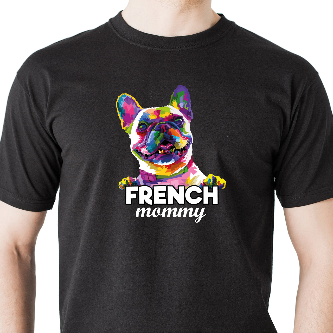 Футболка чоловіча чорна бавовняна з принтом French bulldog р. S, M, L, XL, 2XL / Стильні футболки з малюнками, фото 1