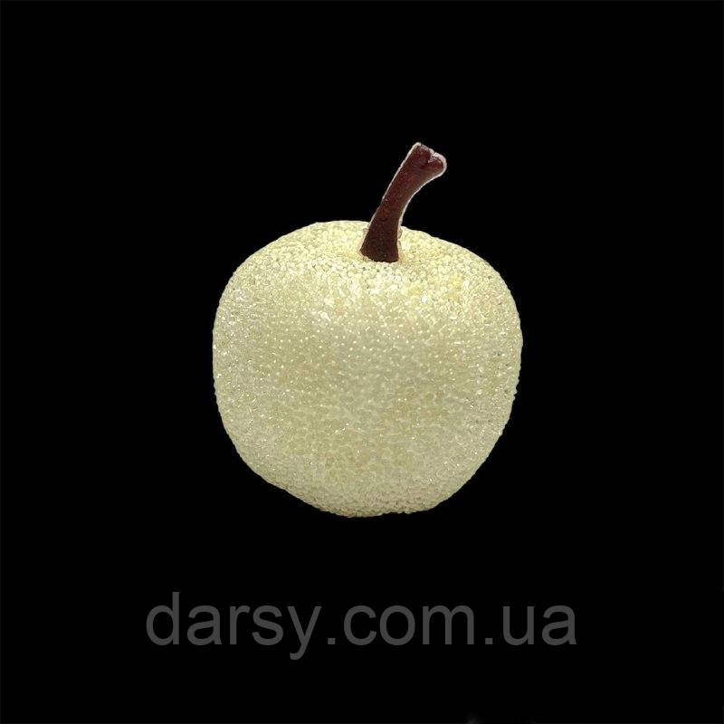 Декоративні штучні фрукти Яблука в цукрі, цукрові яблука d=3,5 см колір біло-молочний, фото 1