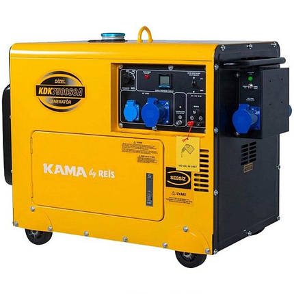 Генератор дизельний Kama KDK7500SCA переносний 7.5 кВт однофазний 220 В для будинку синхронний, фото 1