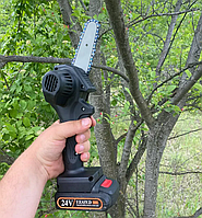 Мини пила Mini Electric Chain Saw 2 для обрезки деревьев и распила дров 24V в коробке