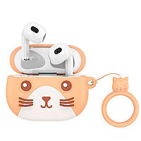 Детские наушники беспроводные Bluetooth HOCO Cat EW46 в кейсе Orange N