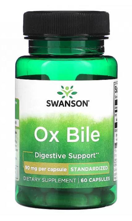 Жовч великої рогатої худоби Swanson OX BILE 90 мг 60 капсул