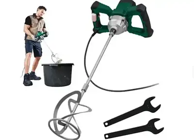 Міксер будівельний PARKSIDE PFMR 2100 Вт / Змішувач промисловий із плавним пуском, регулятором швидкості 0-900 об./хв, 2 віночки