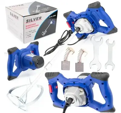 Міксер будівельний SILVER 1700 Вт із 6-ступеневим регулюванням швидкості, інструмент для змішування будівельних матеріалів