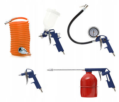 Набір для компресора Falon Tech (Фарбопульт / Продувний пістолет / Шланг / Підкачування шин / Миючий пістолет)