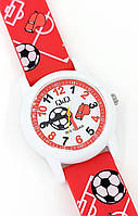 Часы наручные детские, для мальчика, водонепроницаемые 10bar Q&Q V22A-010VY Красные, футбол