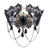 Готичний мереживний чорний Чокер із ланцюжками "Wednesday" Aushal JEWELRY