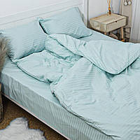 Двуспальное постельное белье KrisPol, страйп-сатин на резинке 554610-2, (светлая мята)