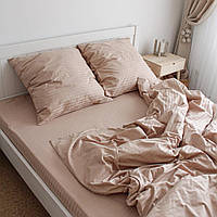 Семейное постельное белье KrisPol, страйп-сатин на резинке 551209-4, (нюдовый)