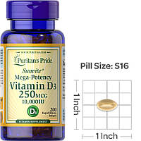 Витамин Д3 Puritan's Pride Vitamin D3 250 mcg 10000 IU 100 гел капсул