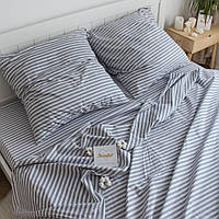 Двуспальное (Евро) постельное белье KrisPol, бязь Lux 5110025-3, светло-серая полоска