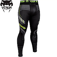 Компрессионные штаны мужские лосины компрессионные леггинсы для боев Venum Technical 2.0 Spat Black Yellow