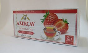 Чай чорний AZERCAY з полуницею 25 пакетиків