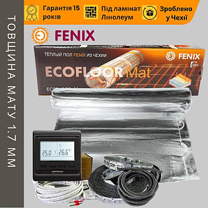 Тепла підлога під ламінат Fenix ALMAT 140 Вт/м2 алюмінієвий мат з чорним програмованим термостатом комплект