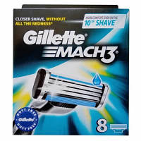 Лезвия для бритья Gillette Mach3 8шт. Оригинал (кассеты мач3) сменные картриджи жилет мак 3