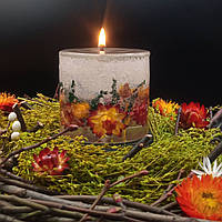 Декоративна гелева свічка Чародійка 502-2 циліндр з сухоцвітами