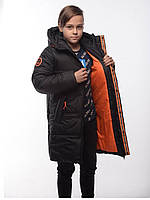 Удлиненная зимняя куртка детская для мальчика подростка рост 152-170