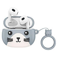 Беспроводные детские наушники Bluetooth HOCO Cat EW46 в кейсе Grey S