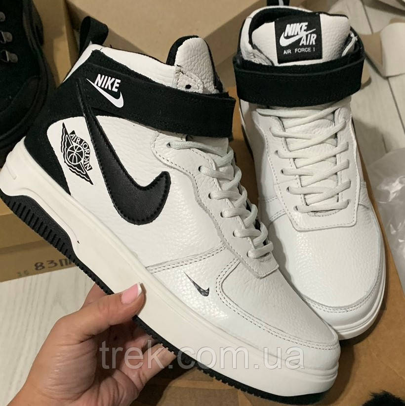 Кросівки зимові чоловічі шкіряні чорн-біл /10525/-44р, фото 1