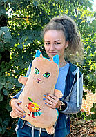 Мягкая игрушка подушка-обнимашка Кошка "Кэтрин" 55см бежево-голубой, ТМ Dreamtoys (KETRINбеж-голубой)