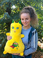 Мягкая игрушка подушка-обнимашка Кошка "Кэтрин" 55см желто-зеленая, ТМ Dreamtoys (KETRINзелено-желт)
