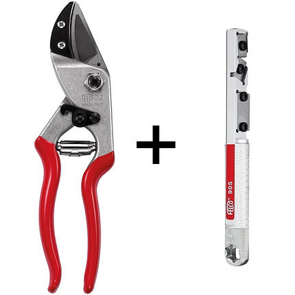 Акційний набір Садовий секатор FELCO 32 з коваделцем + Точилка FELCO 905 (Фелко 32+905), фото 1