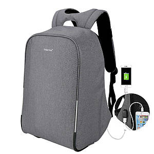 Рюкзак міський антизлодій Tigernu T-B3213HB для ноутбука 15.6" з USB об'єм 19л. Темно-сірий