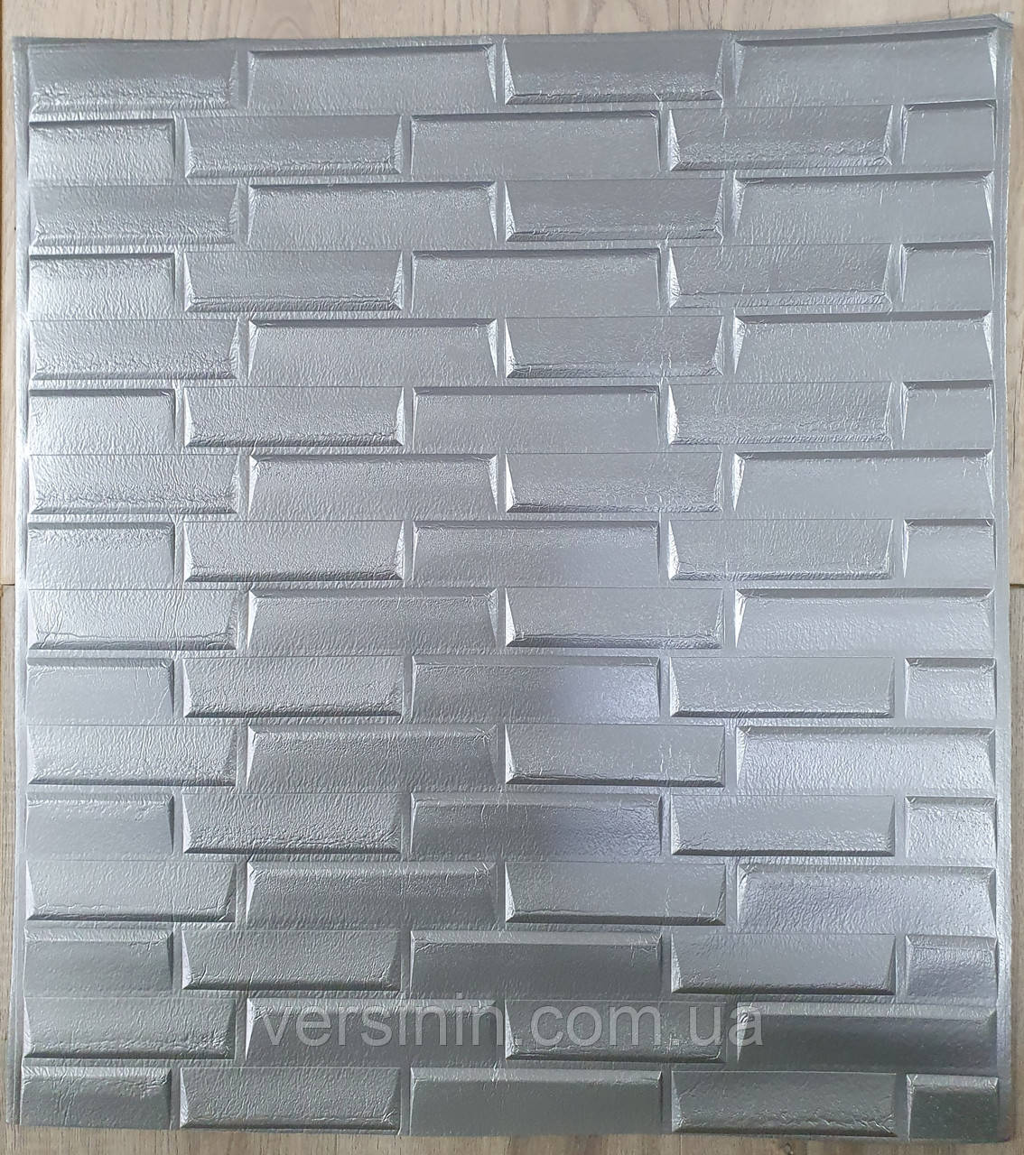 Самоклеюча декоративна 3D панель стінова, Кладка срібло, розмір 700х770х5мм, фото 1