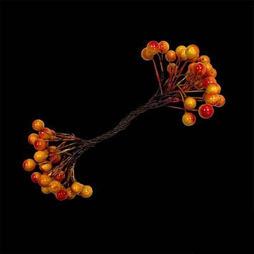 Гілочка штучної калини для декору колір помаранчевий